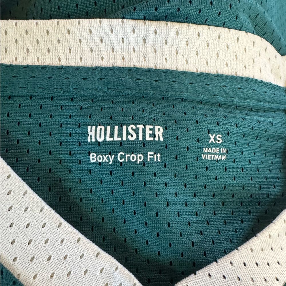 Hollister Kingston 42 Boxy Crop Mesh Football Jersey Green XS - Picture 4 of 6